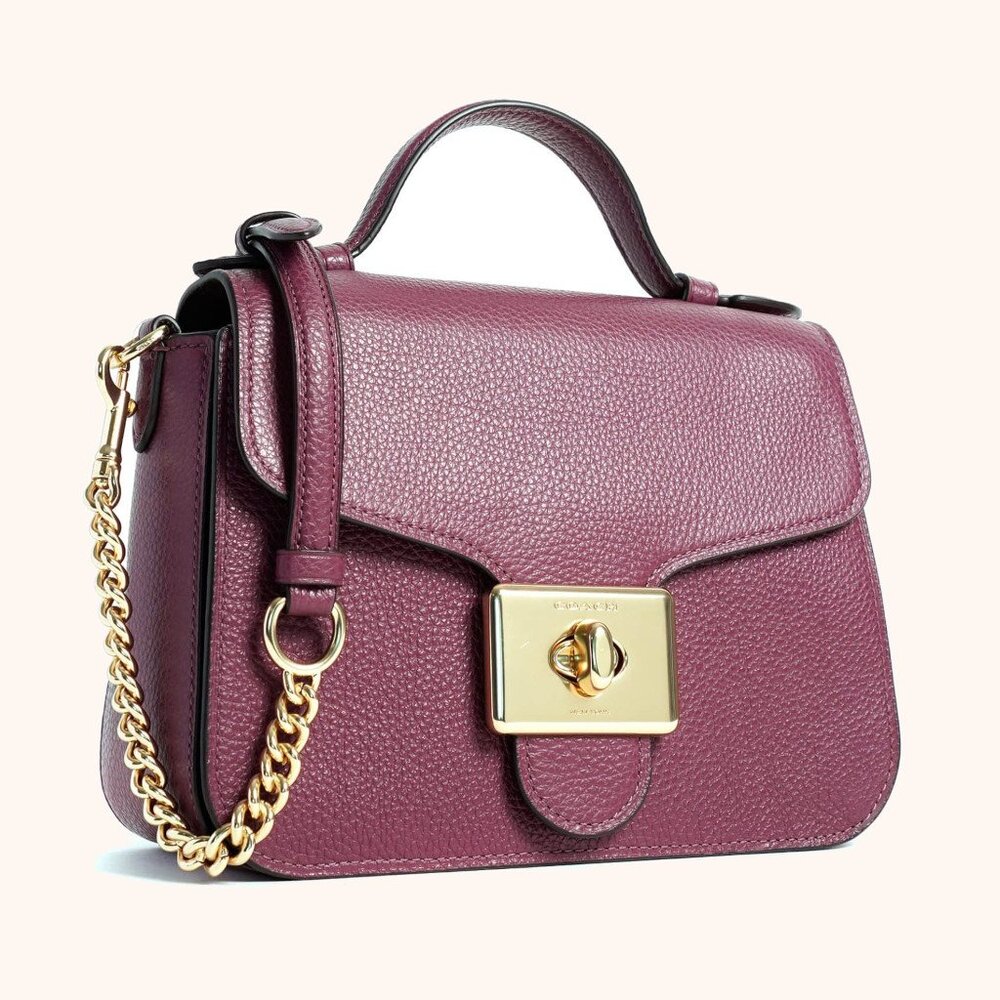 Coach Cassidy Top Handle Leather Crossbody Bag – Dark Berry - Picture 5 of 11